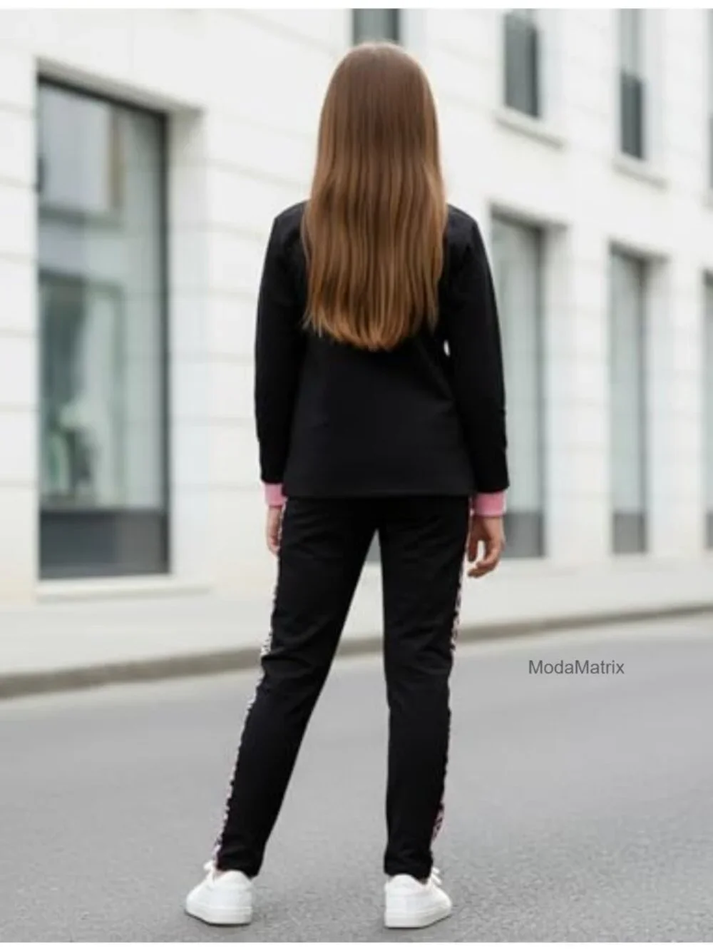 Girls Leopard Color Block Sweatshirt and Leggings Set